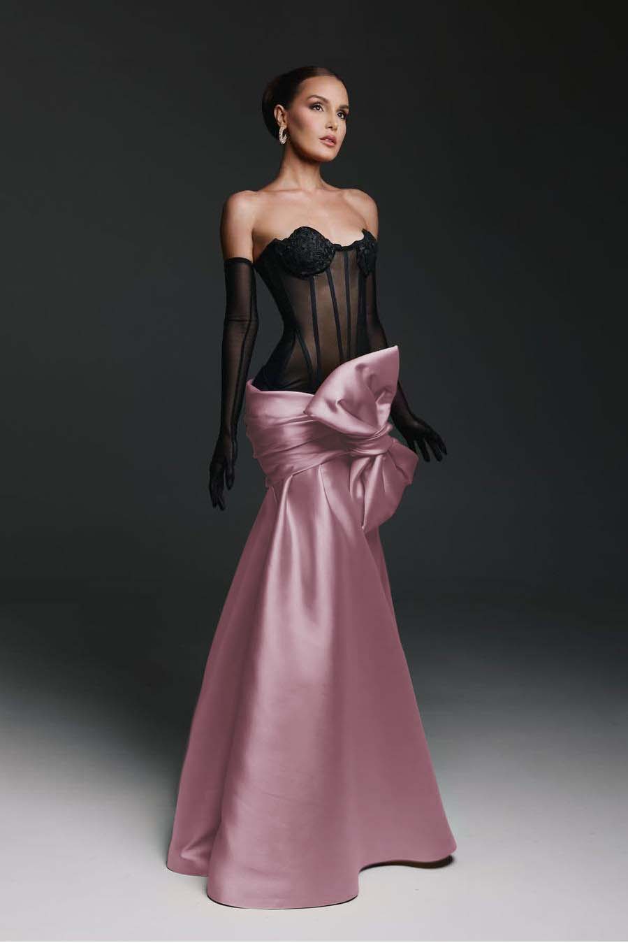 Strapless Sweetheart Sleeveless Long Mermaid Prom Dress With Gloves WQ0174
