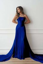 Chiffon Strapless Sleeveless Long Mermaid Prom Dress With Pleated And Ruffles WQ0461