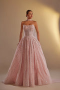 Strapless Sleeveless Long A Line Prom Dress With Pleated Beading WQ0308