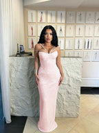 Cocoslly Spaghetti Straps Sleeveless High Waist Long Mermaid  Prom Dress | Brown Sequins YK0969