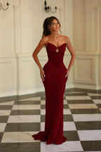 Chic Strapless Sleeveless Long Mermaid Prom Dress With Beading WQ0278