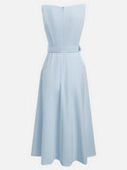 Light Blue Classic Boat Neck Sleeveless A-Line Midi Dress