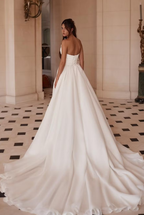 Cocoslly Strapless Sleeveless High Waist Long Prom Dress With Split | White Chiffon MS0738