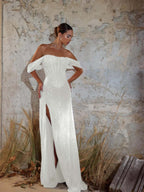 Off-The-Shoulder Strapless Sleeveless Long Mermaid Prom Dress With Sequins And High Split YK0711