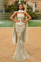 Strapless Sleeveless Long Mermaid Prom Dress With Appliques WQ0321