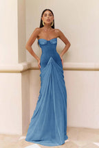 Chic Strapless Sweetheart Long Mermaid Prom Dress With Pleated WQ0073