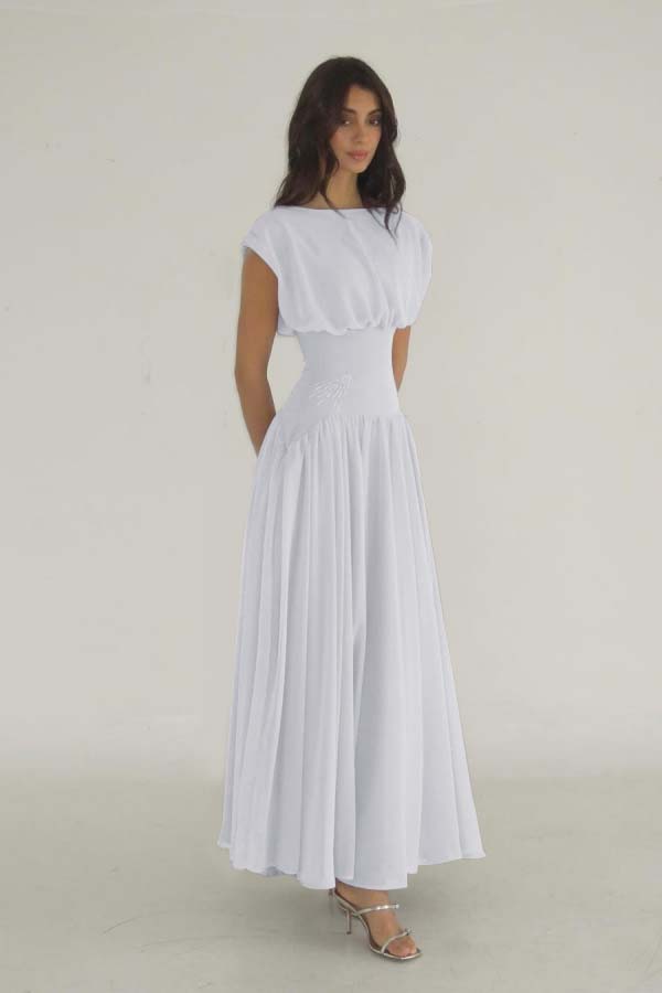 Cocoslly Bateau Simple Summer Sleeveless Long Prom Dress With Beadings | Lilac Chiffon ZT0652
