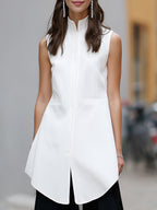 Sleeveless Mandarin Collar Peplum Vest Top