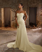 Chiffon Sweetheart Strapless Sleeveless Long Mermaid Prom Dress With Ruffles And Pleated YK0705