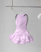 Cocoslly Strapless Sleeveless High Waist Short Prom Dress With Ruffles | Creme Yellow Chiffon ZT0821