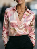 Elegant Satin Floral Blouse