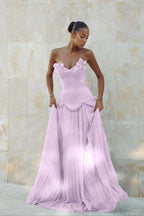 Stunning Strapless Sleeveless Long Prom Dress With Pleated Beading WQ0428