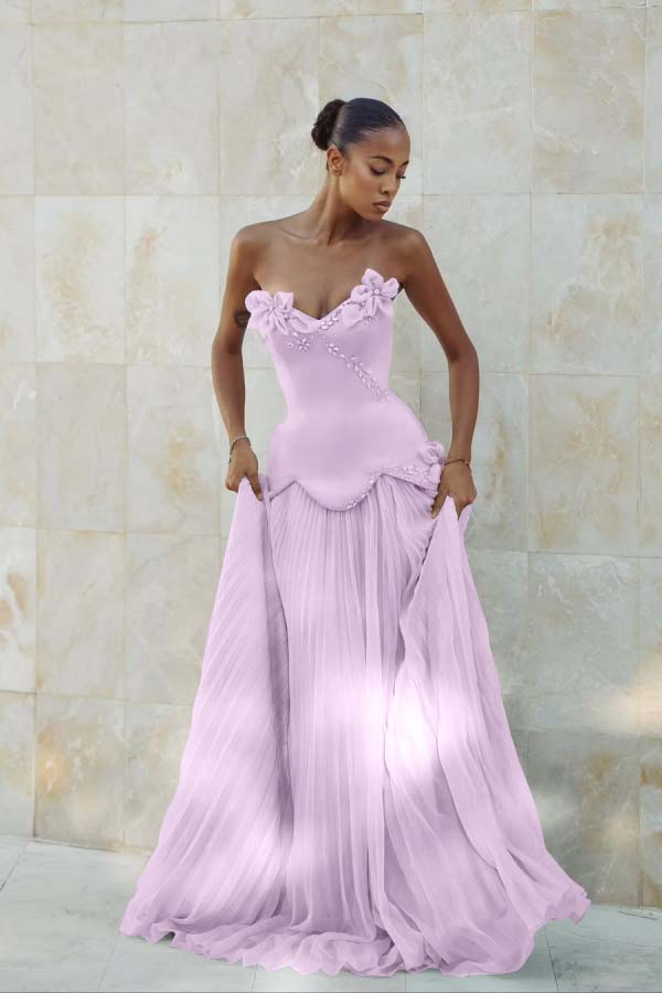 Stunning Strapless Sleeveless Long Prom Dress With Pleated Beading WQ0428