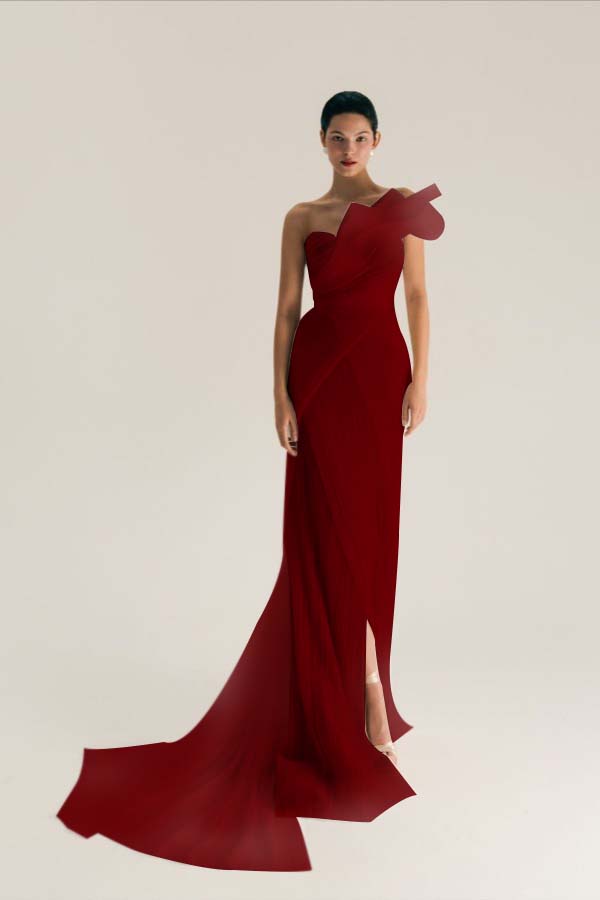Asymmetric One Shoulder Sleeveless Long Pleated Mermaid Prom Dress With Split WQ0533