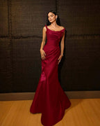 Shining Wide Shoulder Straps Sleeveless Long Mermaid Prom Dress With Pleated YK0715