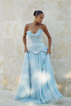 Stunning Strapless Sleeveless Long Prom Dress With Pleated Beading WQ0428