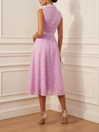 Lavender Purple Shirt Dress Shirt Collar Sleeveless A-Line Midi Dress