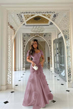 Sweetheart Short Sleeves Long Mermaid Prom Dress With Pleated WQ0144