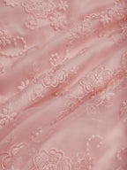 Deep Pink Bow Embroidery Classic V Neck Sleeveless A-Line Midi Dress With Pockets