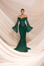 Cocoslly Strapless Sleeveless High Waist Long Mermaid Prom Dress | White Lace And Chiffon WQ0811