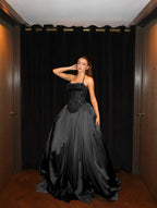 Cocoslly Halter Neck Strapless Sleeveless Long A-Line Prom Dress With Pleated And Sequins Rhinstone | Champage Satin YK0886