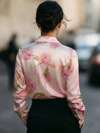 Elegant Satin Floral Blouse