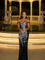 Off the Shoulder Sleeveless Long Mermaid Prom Dress With Beading YK0342