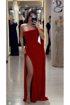Cocoslly Sleeveless High Waist Long Prom Dress With Deep Split | Olive Green Chiffon CO0146