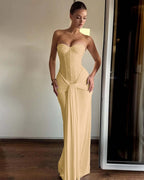 Strapless Sweetheart Sleeveless Long Mermaid Prom Dress With Pleated YK0363