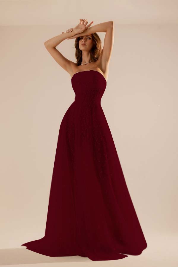 Charming Tulle Strapless Sleeveless Long Prom Dress With Beading YK0107