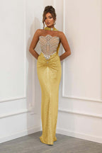 Strapless Sleeveless Long Mermaid Prom Dress With Beading Pleated WQ0179