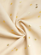 Apricot golden Chiffon V Neck Long Balloon Sleeve A-Line Midi Dress