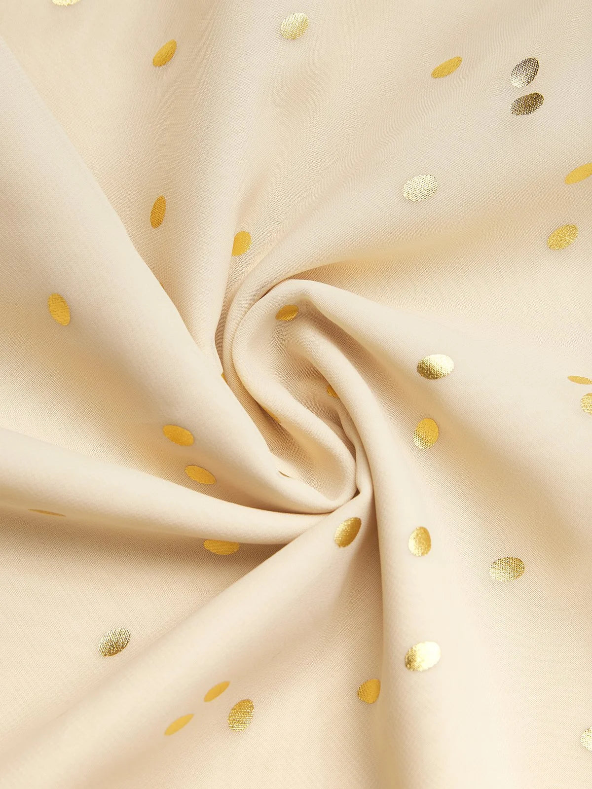 Apricot golden Chiffon V Neck Long Balloon Sleeve A-Line Midi Dress
