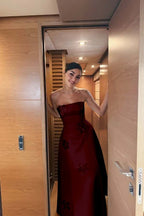 Strapless Sleeveless Long Prom Dress With Pleated Appliques JQ0079