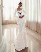 Long Sleeves Sweetheart Long Mermaid Prom Dress With Lace Appliques YK0181