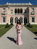 Cocoslly Strapless Sweetheart Sleeveless Long Mermaid Prom Dress With Applique | Pink Satin CO0060