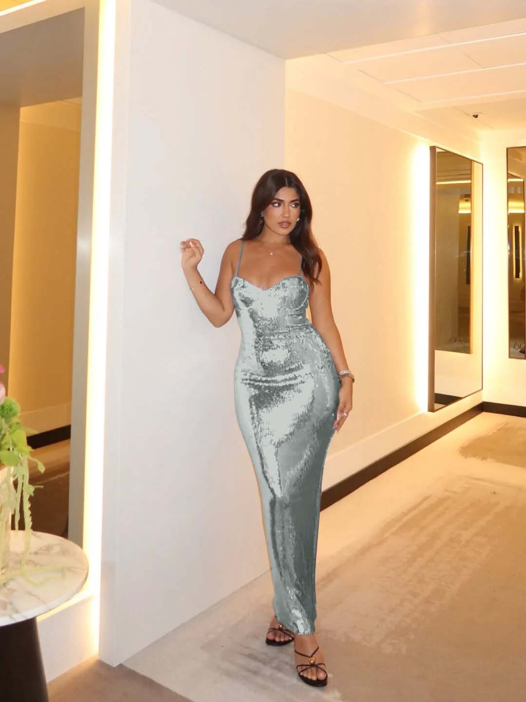 Spaghetti Strap Sleeveless Long Mermaid Prom Dress With Pleated YK0527