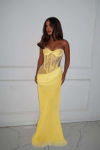 Strapless Sleeveless Long Mermaid Prom Dress With Lace Pleated WQ0270
