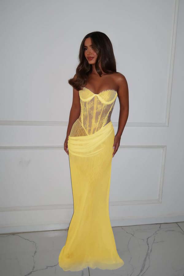 Strapless Sleeveless Long Mermaid Prom Dress With Lace Pleated WQ0270