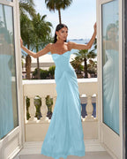 Strapless Sleeveless Sweetheart Long Mermaid Prom Dress With Pleated YK0151