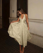 Glamorous Satin Halter Deep V-Neck Strapless Sleeveless Long A-Line Prom Dress YK0626