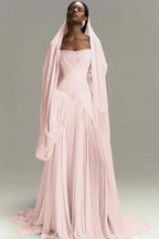 Chic Strapless Sleeveless Long Prom Dress With Pleated Ruffles WQ0086