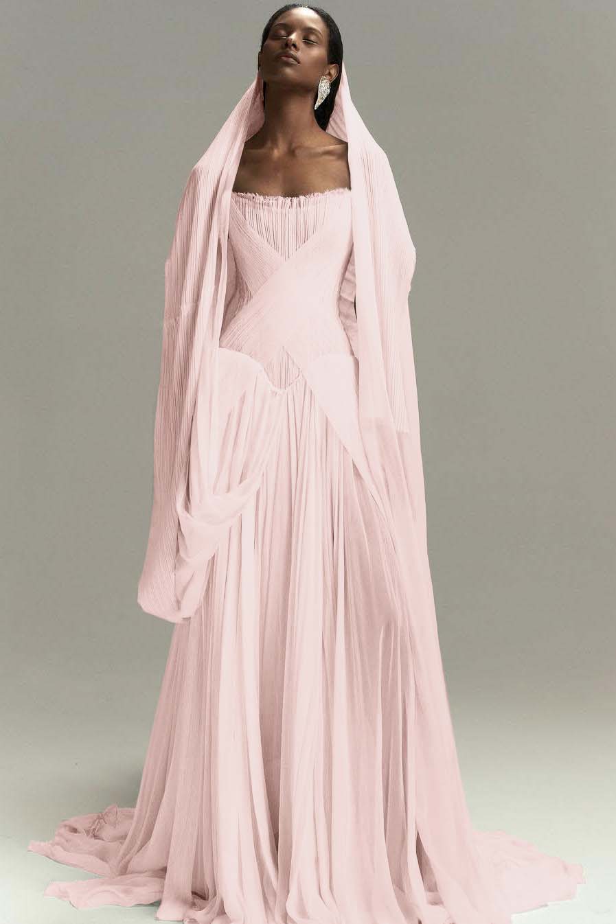 Chic Strapless Sleeveless Long Prom Dress With Pleated Ruffles WQ0086