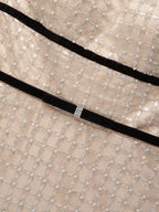 Champagne Glitter Beaded Sequin Strapless Sleeveless A-Line Midi Dress