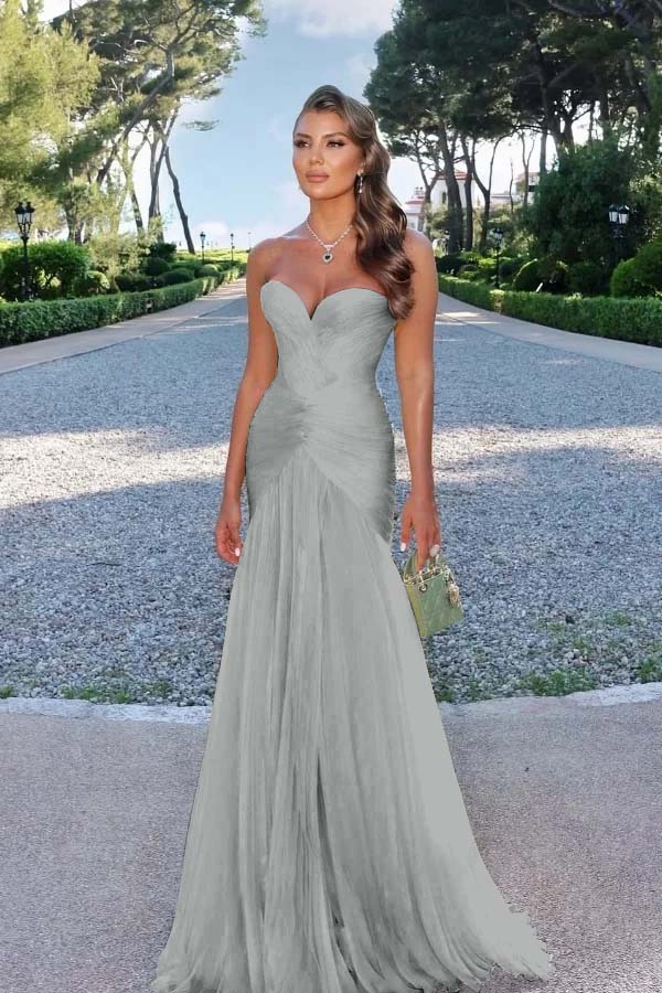 Strapless Sweetheart Sleeveless Long Prom Dress With Pleated JQ0100