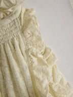 Vacation Retro Beige Lace Sleeveless Ruffled Mini Dress
