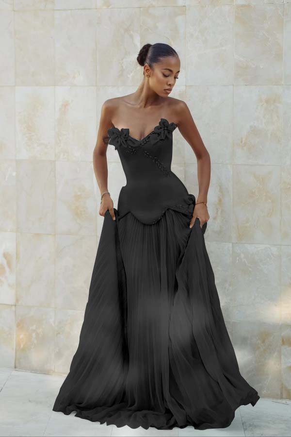 Stunning Strapless Sleeveless Long Prom Dress With Pleated Beading WQ0428