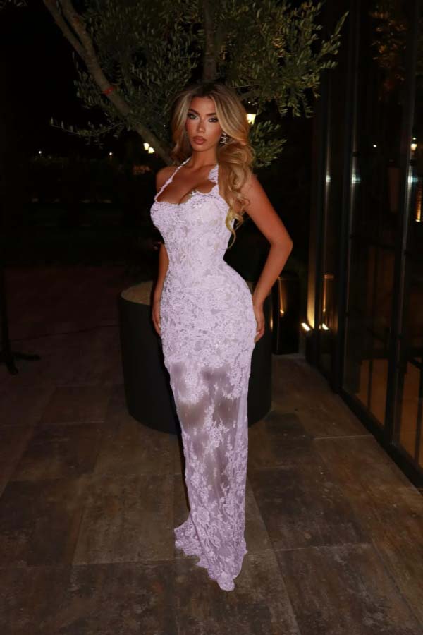 Halter Sleeveless Long Mermaid Prom Dress With Lace Embroidery WQ0329