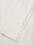 Cream White Bow Long Sleeve Sheath Midi Dress