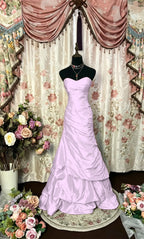 Cocoslly Strapless Sweetheart Sleeveless High Waist Long A Line Prom Dress With Ruffles | Black Red Satin PRD0034